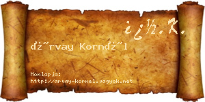 Árvay Kornél névjegykártya