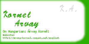 kornel arvay business card