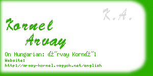 kornel arvay business card